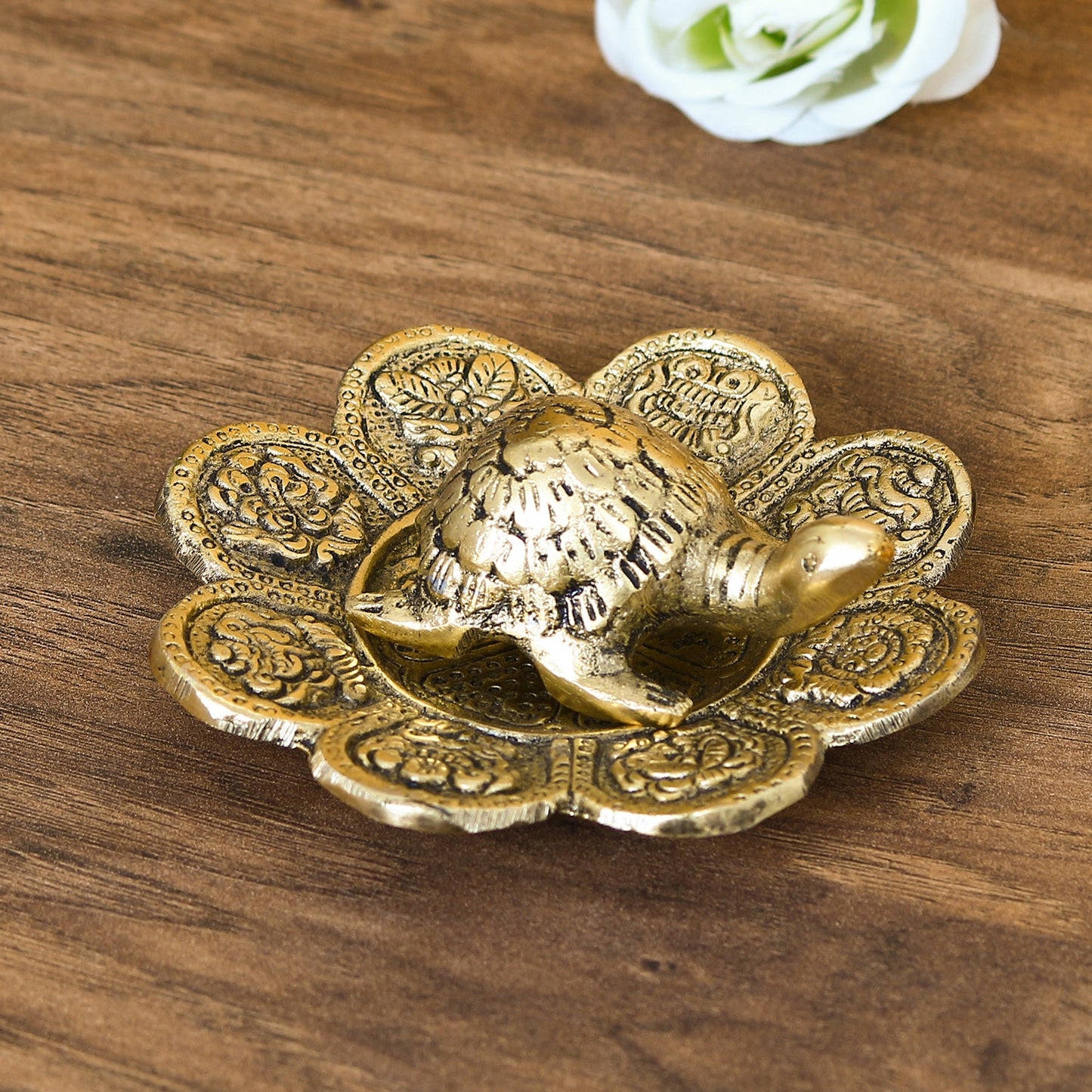 Feng Shui Tortoise with decorative plate for offices and home