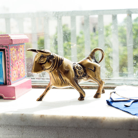 Brass Kamdhenu Cow Sculpture