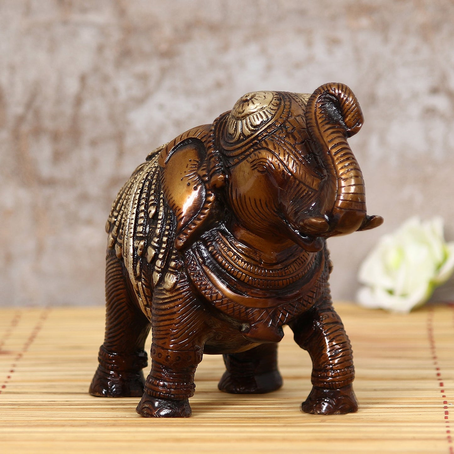 Brown Brass Antique Finish Decorative Elephant statue Animal Figurine