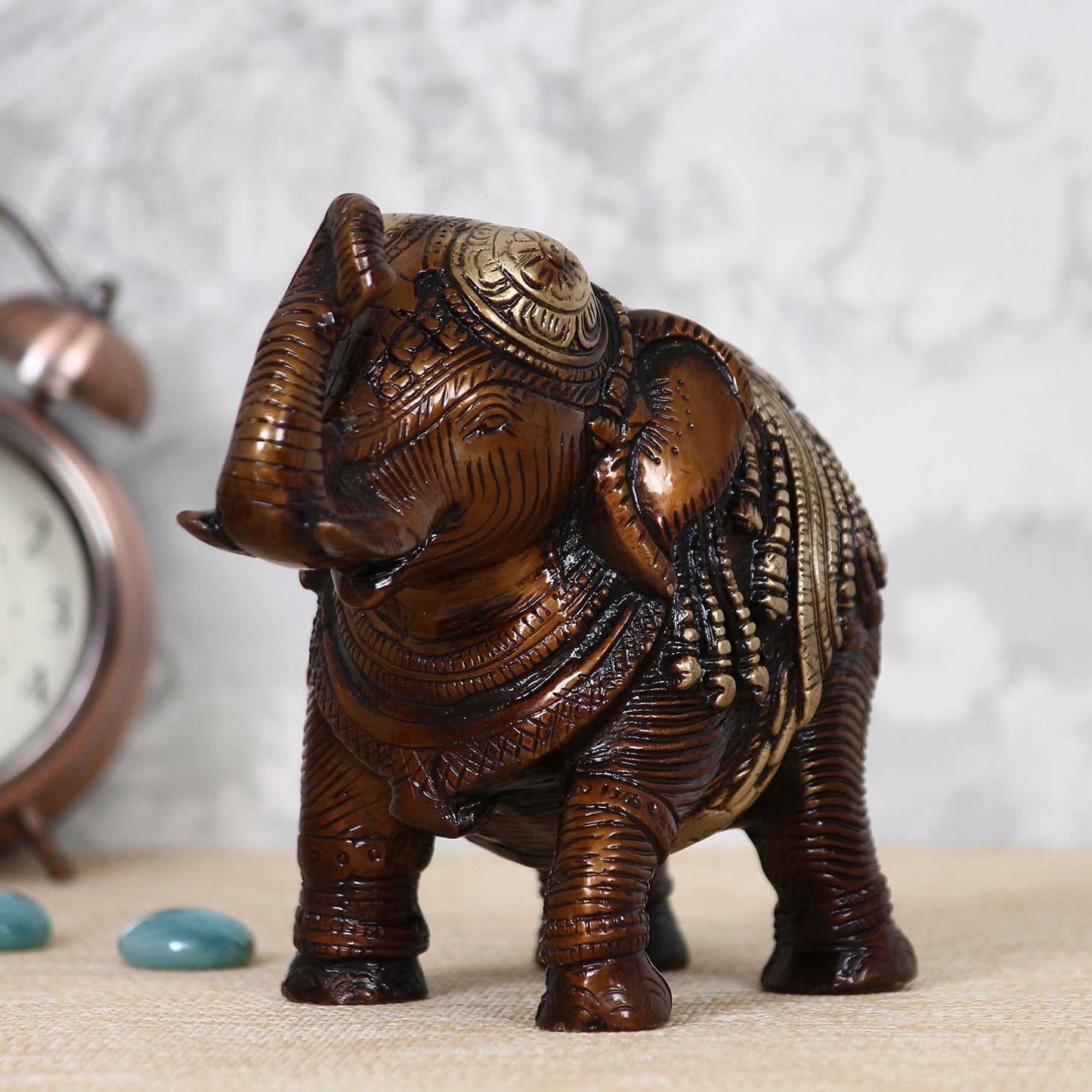 Brown Brass Antique Finish Decorative Elephant statue Animal Figurine