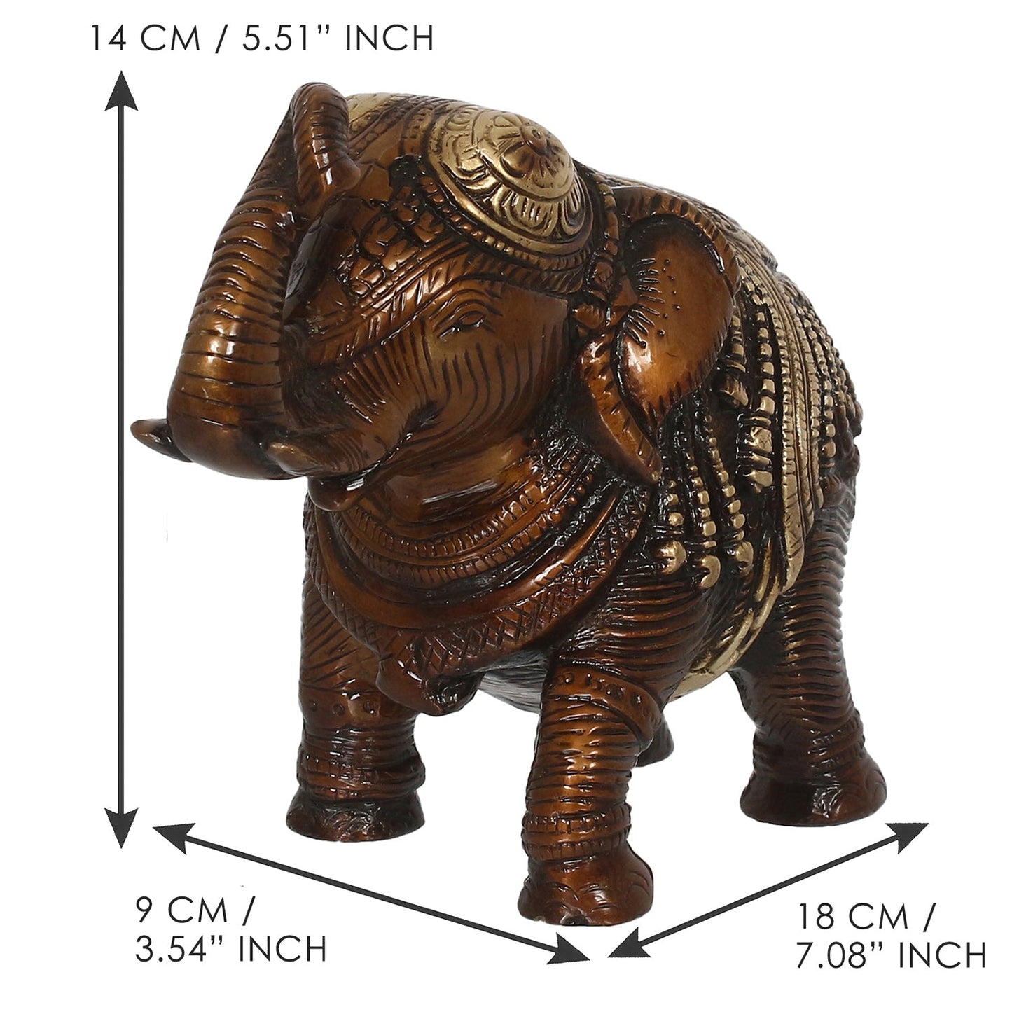 Brown Brass Antique Finish Decorative Elephant statue Animal Figurine
