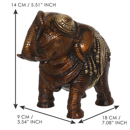 Brown Brass Antique Finish Decorative Elephant statue Animal Figurine
