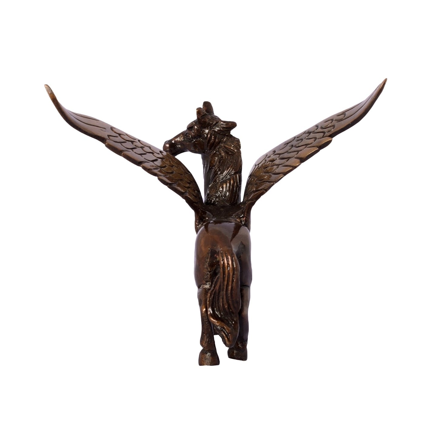 Brown and Black Brass Antique Finish Flying Angel Horse Showpiece Animal Figurines
