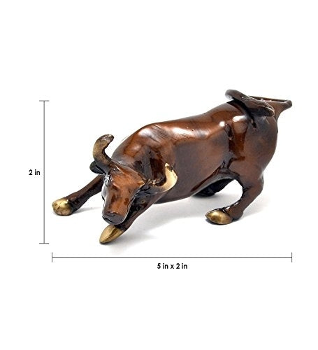 Brown Brass charging bull statue Animal Figurines