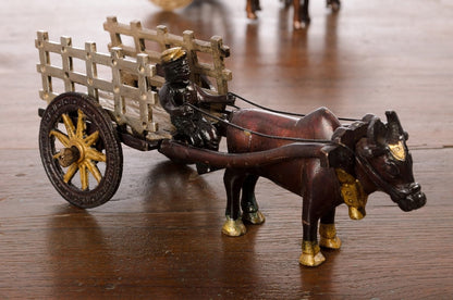Brown Brass Antique Decorative SINGLE BULL Bullock Cart showpiece
