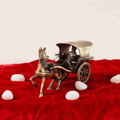 Brown Brass Horse Carriage Showpiece