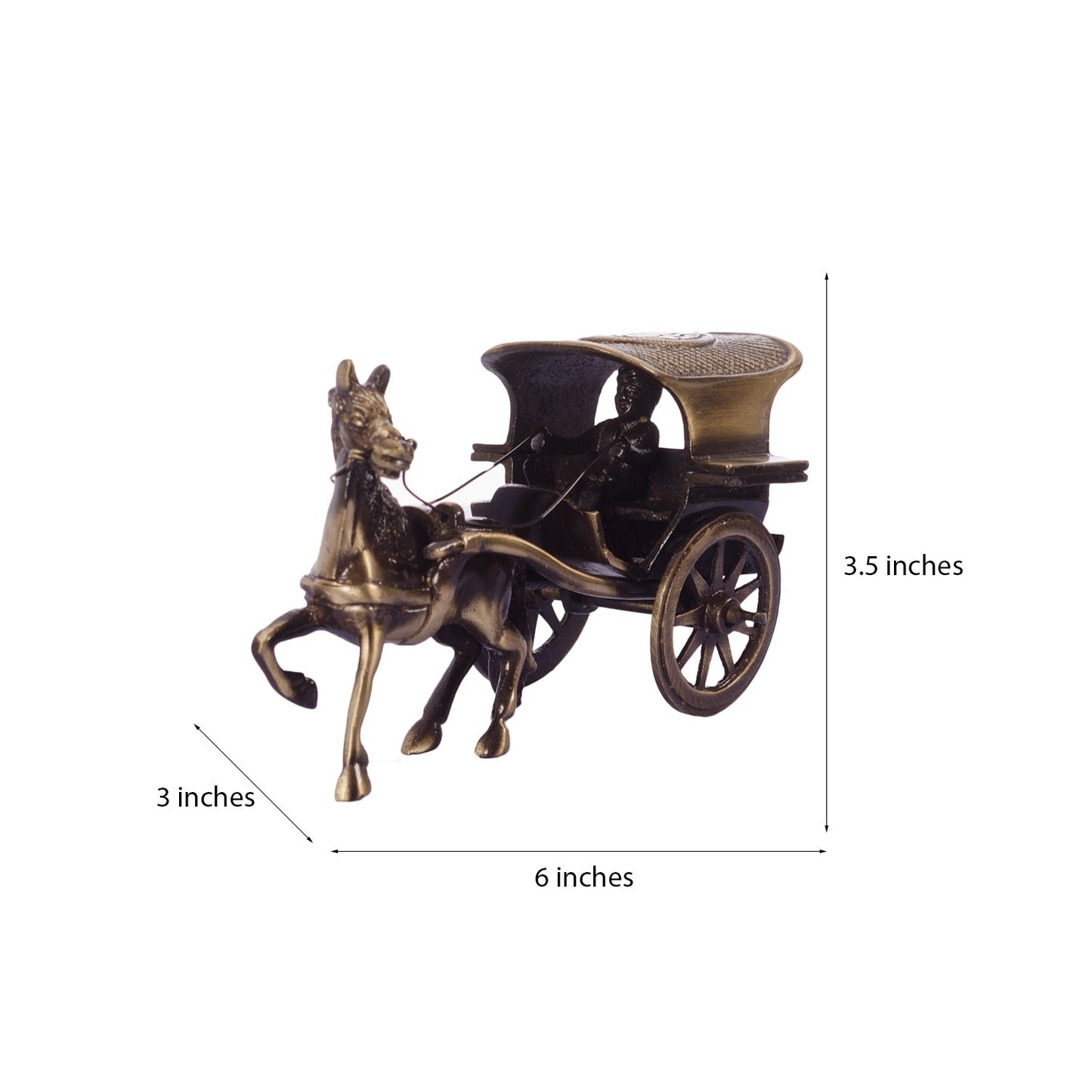 Brown Brass Horse Carriage Showpiece
