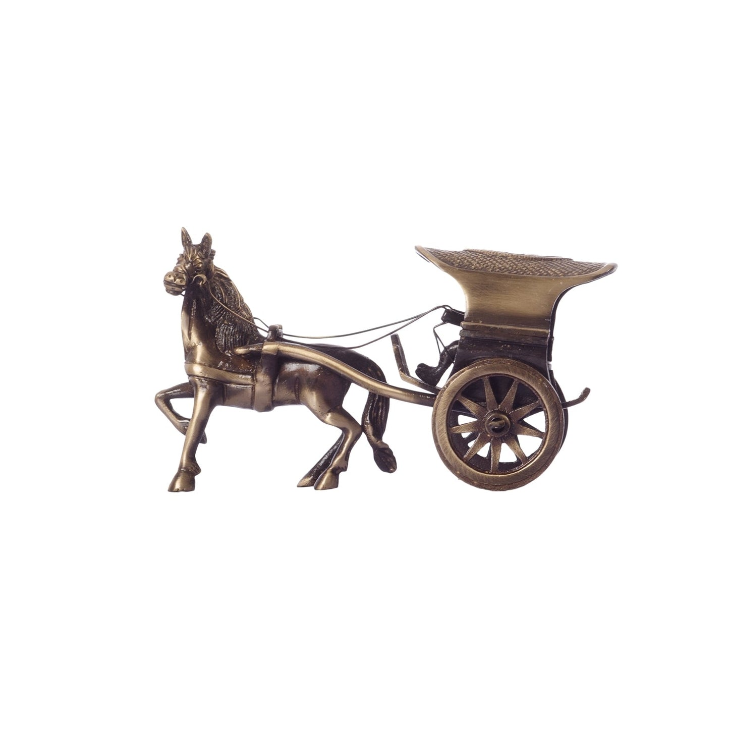 Brown Brass Horse Carriage Showpiece