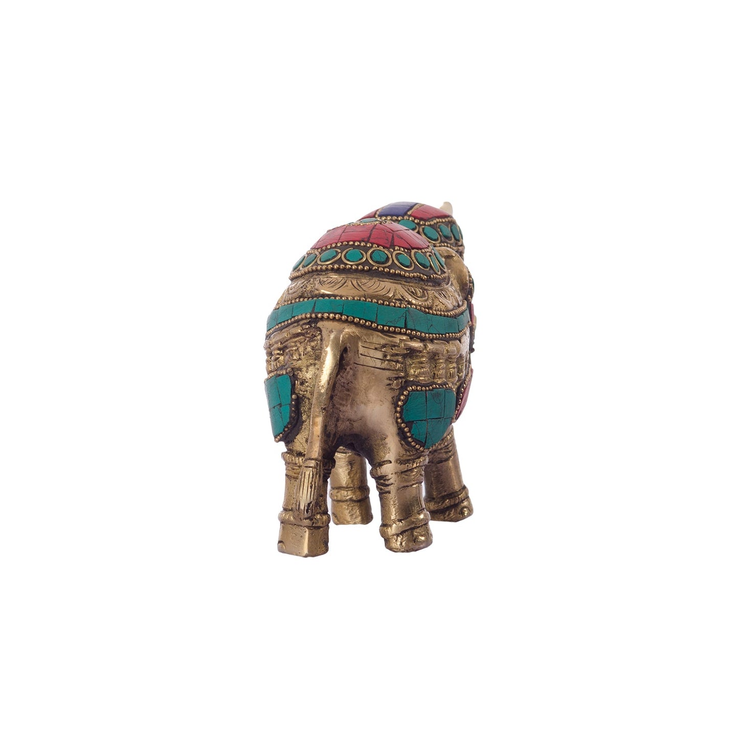 Stone Studded Brass Elephant Statue Animal Figurines