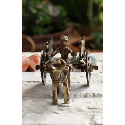 Brass Handcrafted Open Bull Cart Showpiece Figurine, Home Hotel Office