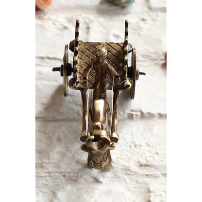 Brass Handcrafted Open Bull Cart Showpiece Figurine, Home Hotel Office