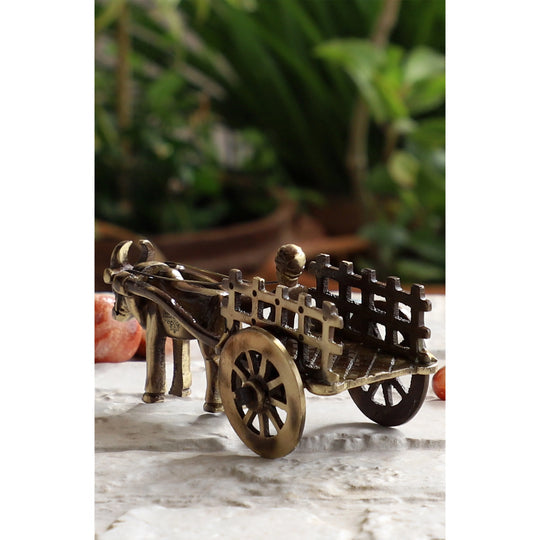 Brass Handcrafted Open Bull Cart Showpiece Figurine, Home Hotel Office