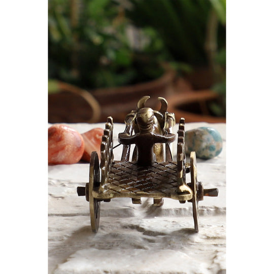 Brass Handcrafted Open Bull Cart Showpiece Figurine, Home Hotel Office