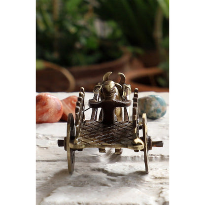 Brass Handcrafted Open Bull Cart Showpiece Figurine, Home Hotel Office