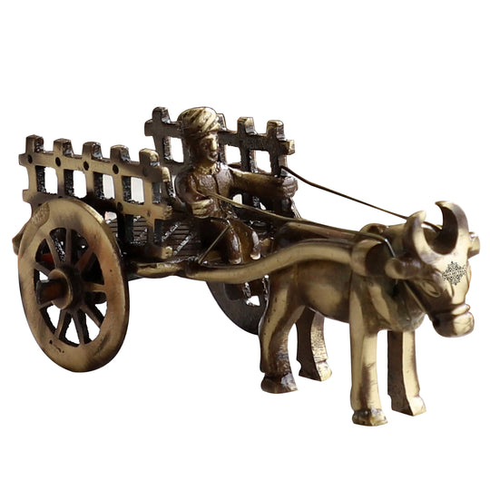 Brass Handcrafted Open Bull Cart Showpiece Figurine, Home Hotel Office