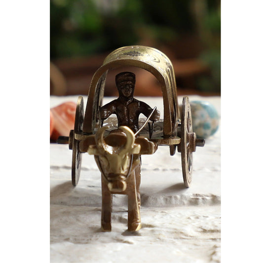 Brass Handcrafted Bull Cart Showpiece Figurine
