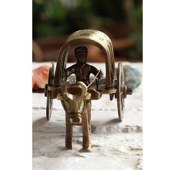 Brass Handcrafted Bull Cart Showpiece Figurine