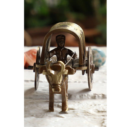 Brass Handcrafted Bull Cart Showpiece Figurine