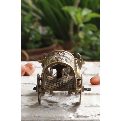 Brass Handcrafted Cart With Two Bull Showpiece Figurine, Home Hotel Of
