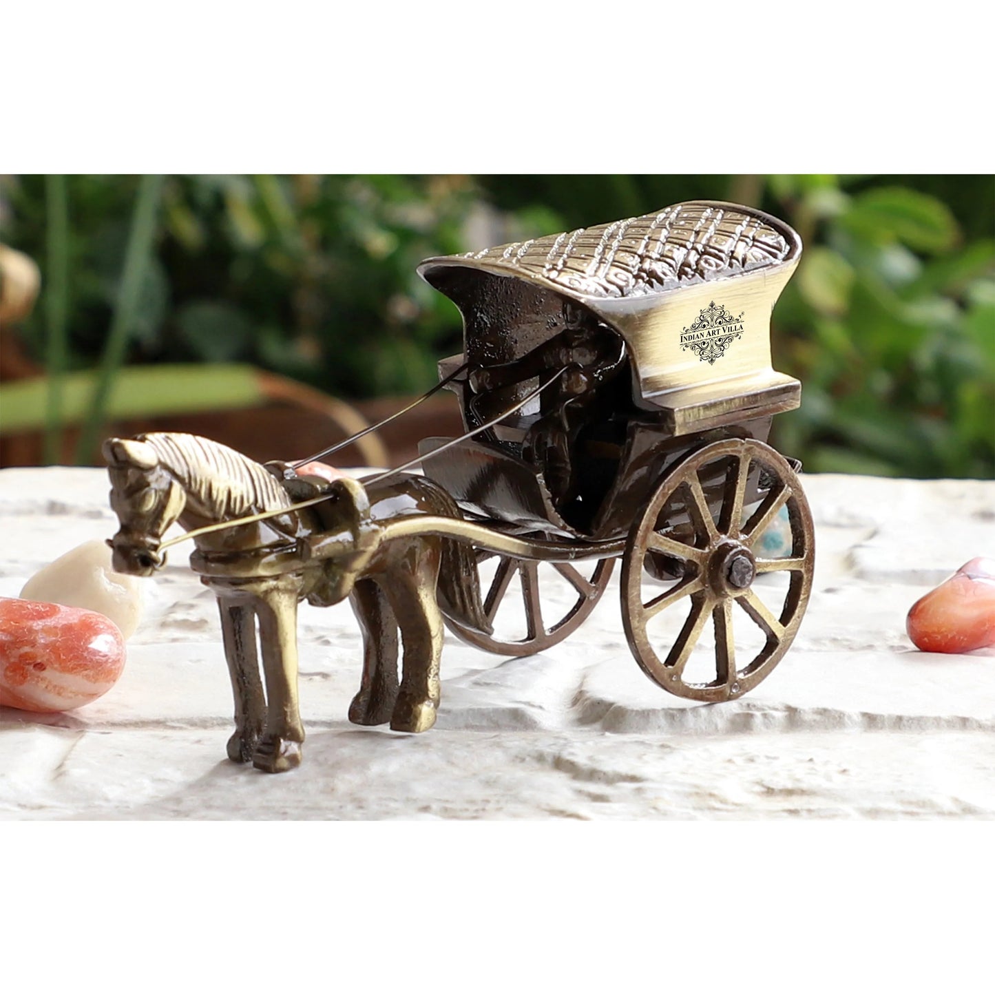Brass Handcrafted Horse Carriage Showpiece Figurine, Home Hotel Office
