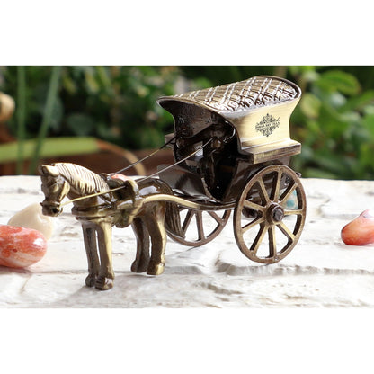 Brass Handcrafted Horse Carriage Showpiece Figurine, Home Hotel Office