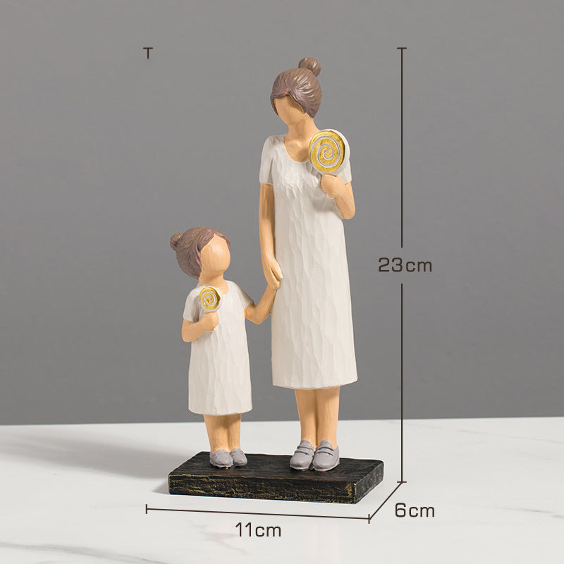 Resin Mother Daughter Holding Candy Figures