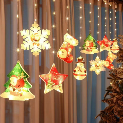 Rideau lumineux de Noël peint, disposition des fêtes, fil recouvert de caoutchouc, lumière d'ambiance