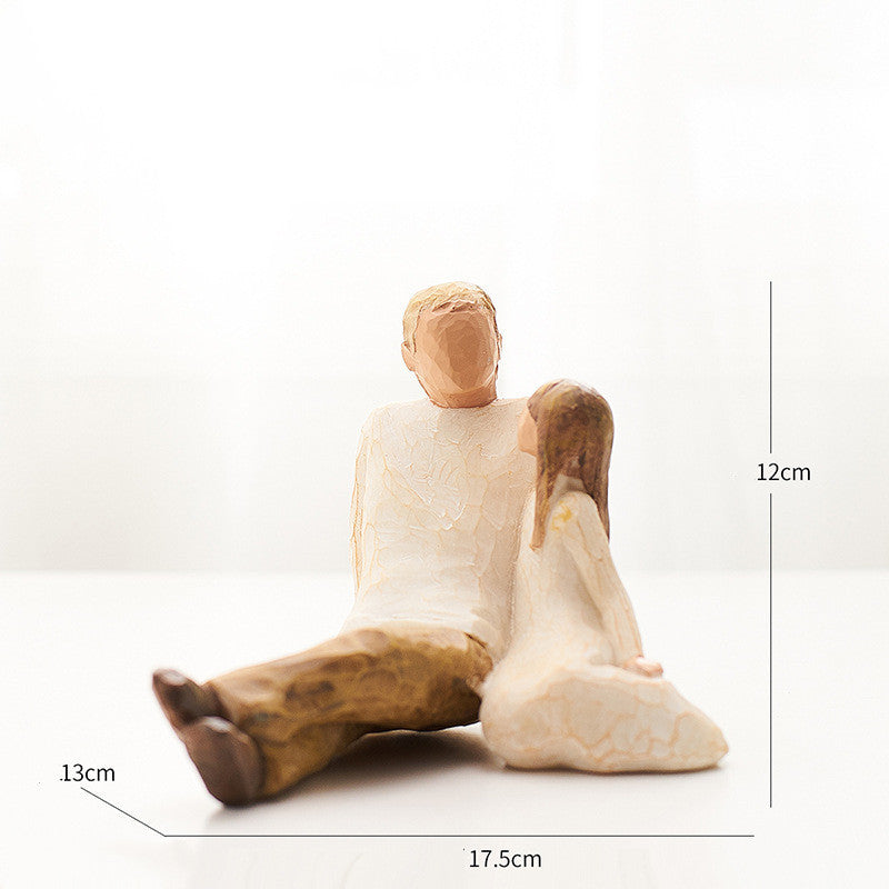 Nordic Style Resin Father and Daughter Figure Statue – Minimalist Scandinavian Home Decor