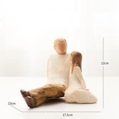 Nordic Style Resin Father and Daughter Figure Statue – Minimalist Scandinavian Home Decor