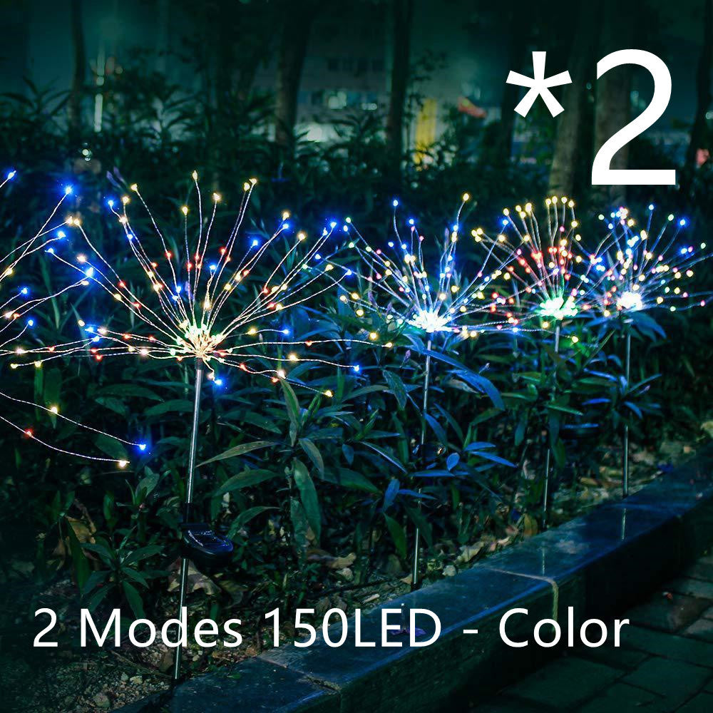 Nouvelle prise de terre solaire feux d'artifice guirlande lumineuse LED fil de cuivre décoration de jardin extérieur lumières étoiles lumières de Noël