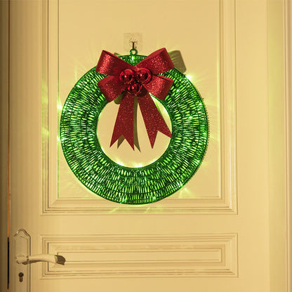 Χριστουγεννιάτικη γιρλάντα 50cm Φωτεινή LED Ζεστό ελαφρύ Μεταλλικό Φωτεινό στεφάνι με μεγάλο παπιγιόν Χριστουγεννιάτικη μπροστινή πόρτα σπιτιού Διακοσμητικό γιορτινό πάρτι πόρτας κρεμαστό