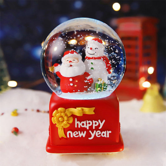 Christmas Crystal Ball Creative Music Box  With Happy New Year Decoration