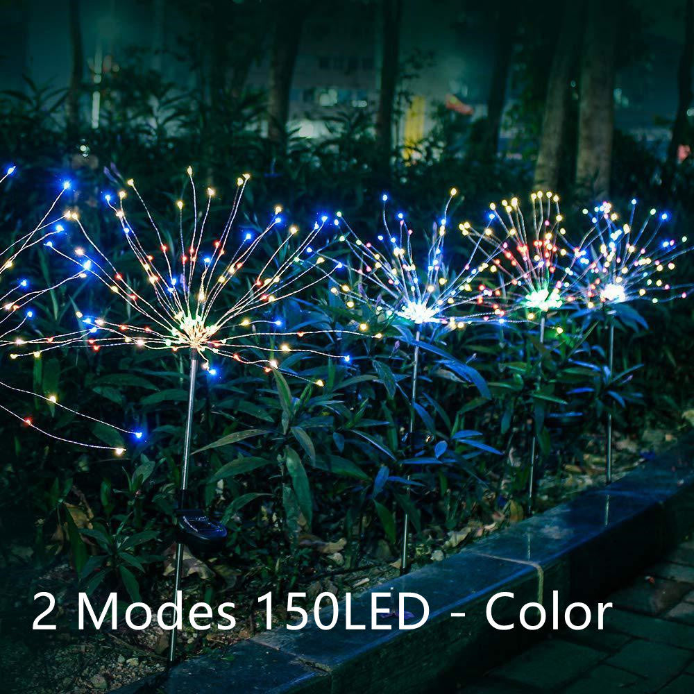 Nouvelle prise de terre solaire feux d'artifice guirlande lumineuse LED fil de cuivre décoration de jardin extérieur lumières étoiles lumières de Noël