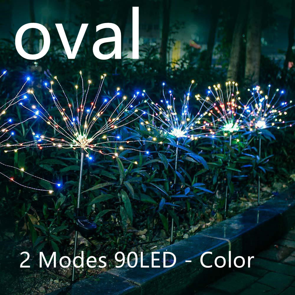 Nouvelle prise de terre solaire feux d'artifice guirlande lumineuse LED fil de cuivre décoration de jardin extérieur lumières étoiles lumières de Noël