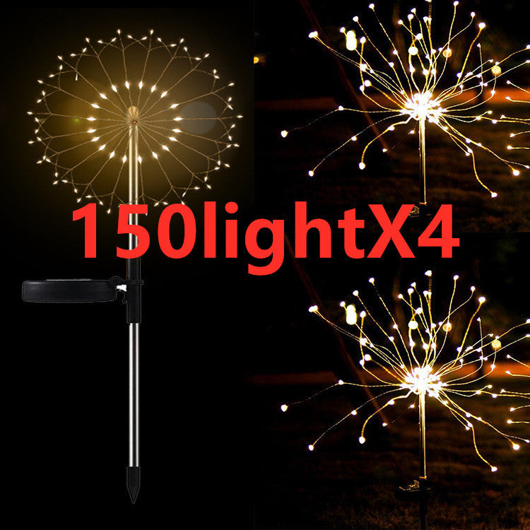 Nouvelle prise de terre solaire feux d'artifice guirlande lumineuse LED fil de cuivre décoration de jardin extérieur lumières étoiles lumières de Noël
