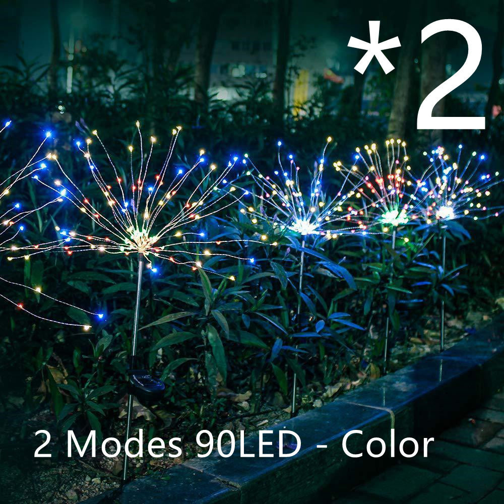 Nouvelle prise de terre solaire feux d'artifice guirlande lumineuse LED fil de cuivre décoration de jardin extérieur lumières étoiles lumières de Noël
