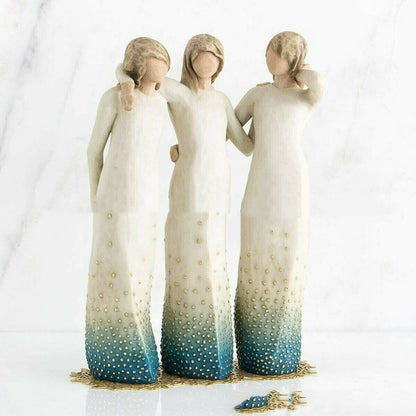 Three Female Resin Sculpture Crafts Ornaments Hand-painted Angel Desktop Decorations